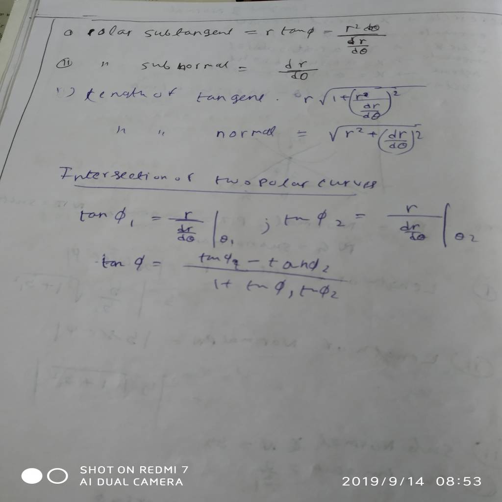 formulas of Tangent and normal-IMG_20190914_085342.jpg